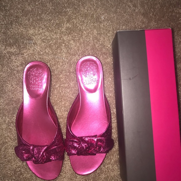 Vince Camuto Pink Bow Slides NWT Size 8 - Picture 1 of 3